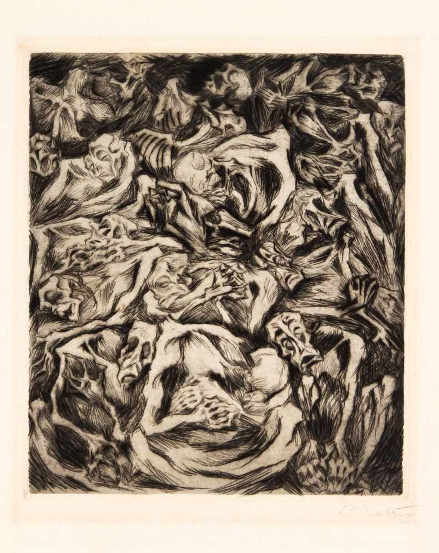 Käthe Kollwitz (1867-1945), "Aufruhr", Blatt I aus "Bauernkrieg", Radierung auf Velin, - Bild 2 aus 3