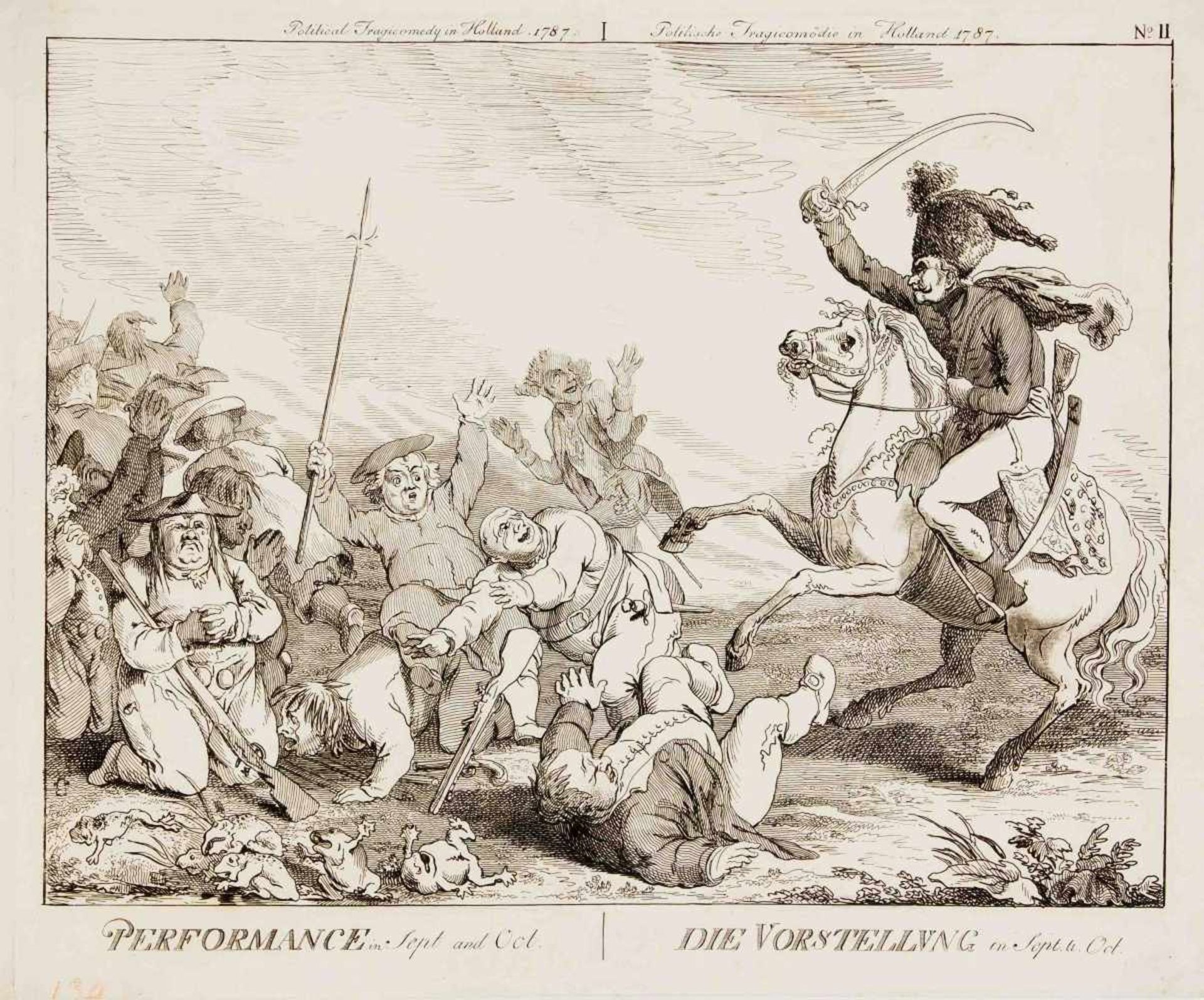 Johann Heinrich Ramberg (1763-1840) (attrib), zwei Karikaturen zum preußischen Einmarsch