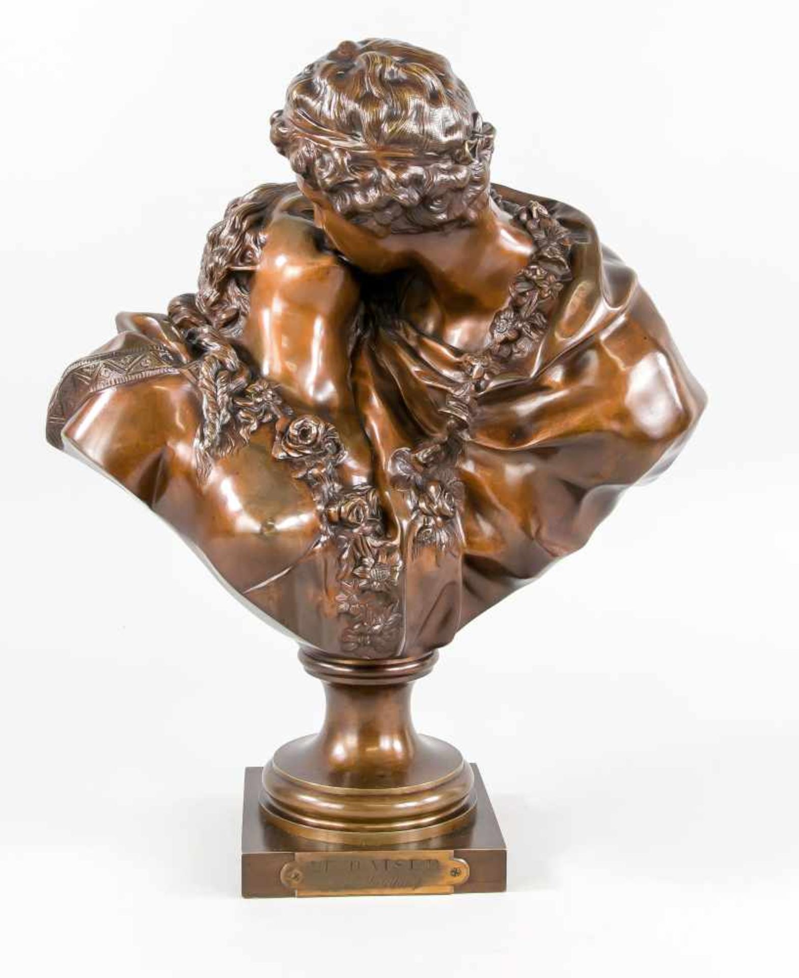 Jean Antoine Houdon (1741-1828), nach, "Le Baiser", küssendes Paar mit Blumenschmuck,