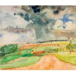 Bernhard Kretzschmar (1889-1972), Landschaft, Blick aus dem Atelierfenster, Aquarell über