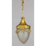 Deckenlampe, Ende 19. Jh., Bronze mit Restvergoldung. Fassung mit Maskarons und Girlande