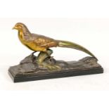 R. Pollin, Bildhauer des Art Déco um 1920, stilisierter Fasam, patinierte Bronze, in der