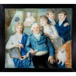 Englischer Portraitist um 1800, großes Familienbildnis. In bürgerlichem Interieur mit