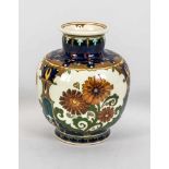 Jugendstil Vase, Rozenburg, den Haag, Anf. 20. Jh., Keramik, glasiert, gebauchte Form,
