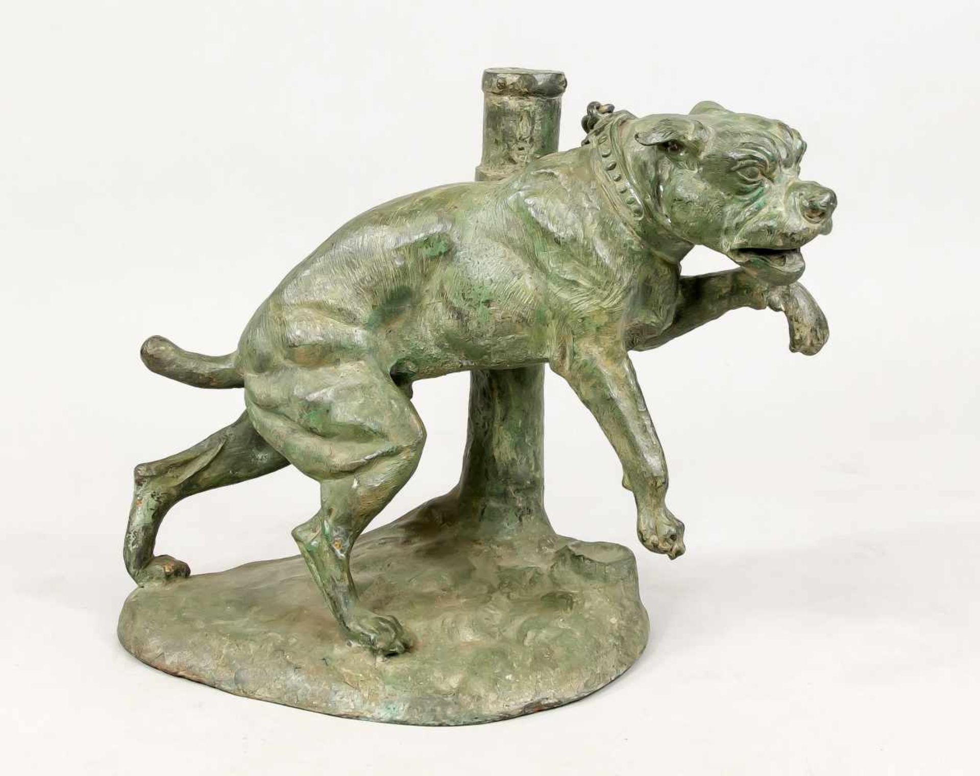 Prosper Lecourtier (1855-1924), Nachfolge, Gartenbronze "Kettenhund", Bronze/Metallguss