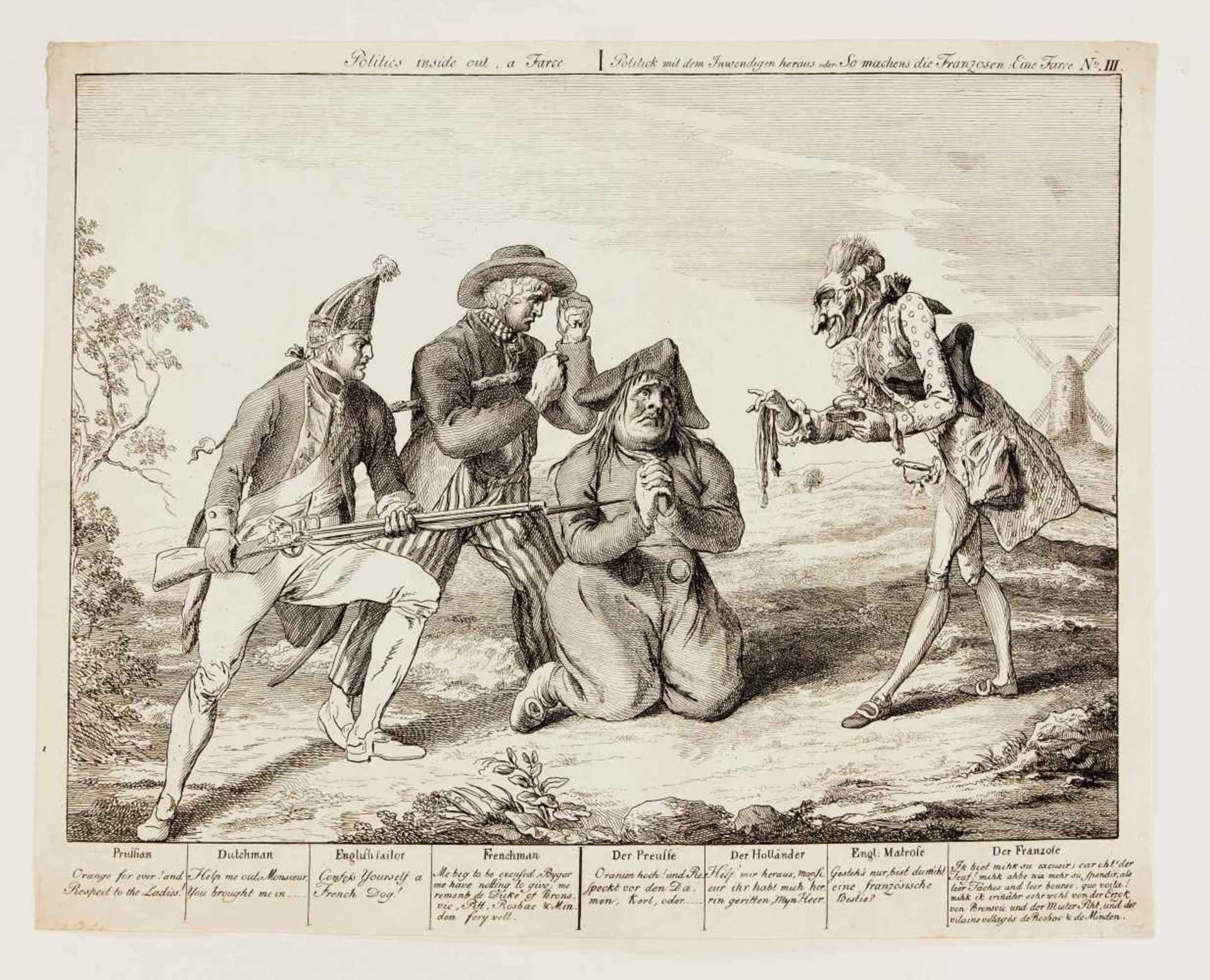 Johann Heinrich Ramberg (1763-1840) (attrib), zwei Karikaturen zum preußischen Einmarsch - Bild 2 aus 2