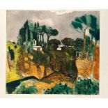 Dietmar Lemcke (1930-2020), italienische Landschaft, Farbradierung, 1963, unten rechts