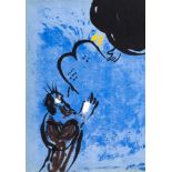 Marc Chagall (1887-1985), zwei Farblithographien, "Engel mit Schwert", Farblithographie,