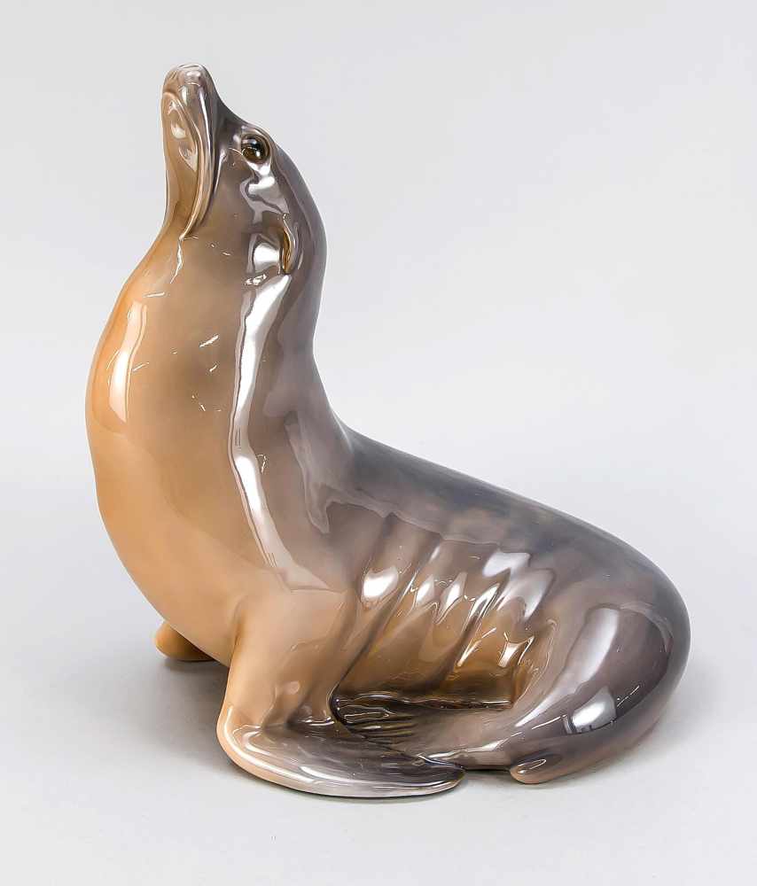 Großer Seelöwe, Royal Copenhagen, Dänemark, Marke nach 1950, 2. W., Modellnr. 265, Entwurf