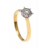 Brillant-Ring GG 585/000 mit einem Brillanten 0,25 ct W/SI und 12 Diamanten, zus. 0,06 ct