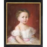 Anonymer Bildnismaler um 1900, Porträt eines Mädchens, Öl auf Lwd., unsign., Craquelé,