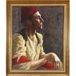 Berliner Maler um 1900, Portrait eines Mannes mit Fez und Zigarette, Öl/Lwd., u. li.