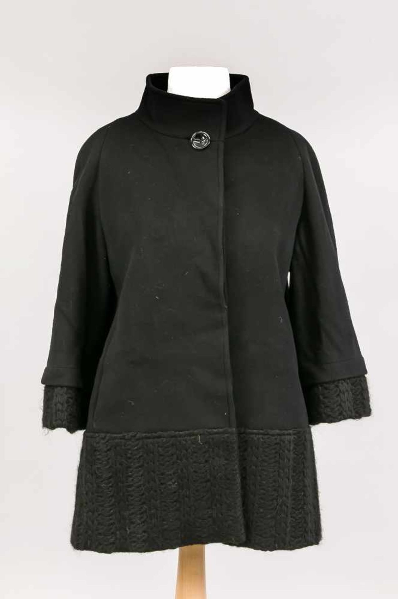 Damenwolljacke, Cinzia Rocca, Gr. 36, schwarz mit Strickdetails an Ärmelabschlüssen und
