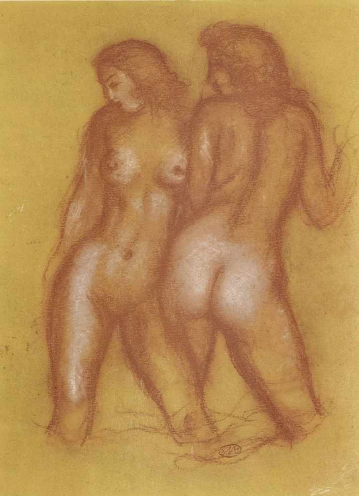 Aristide Maillol (1861-1944), nach, zwei weibliche Akte, alte Farboffsetlithographie nach