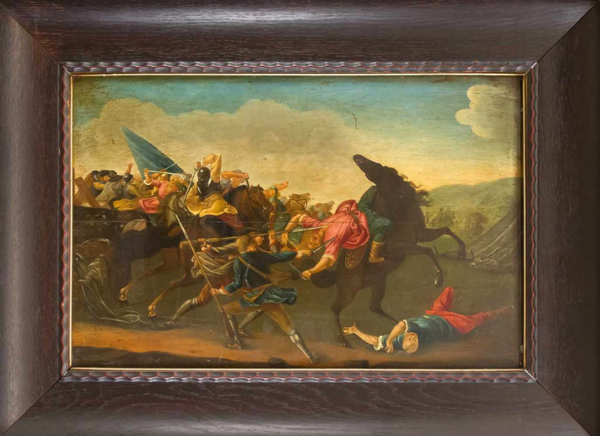 Deutscher Maler des 18. Jh., Paar Schlachtengemälde mit Szenen aus den sogenannten