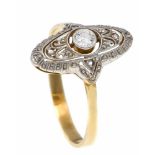 Art Déco Altschliff-Diamant-Ring GG/WG 585/000 mit einem Altschliff-Diamanten 0,10 ct W/SI