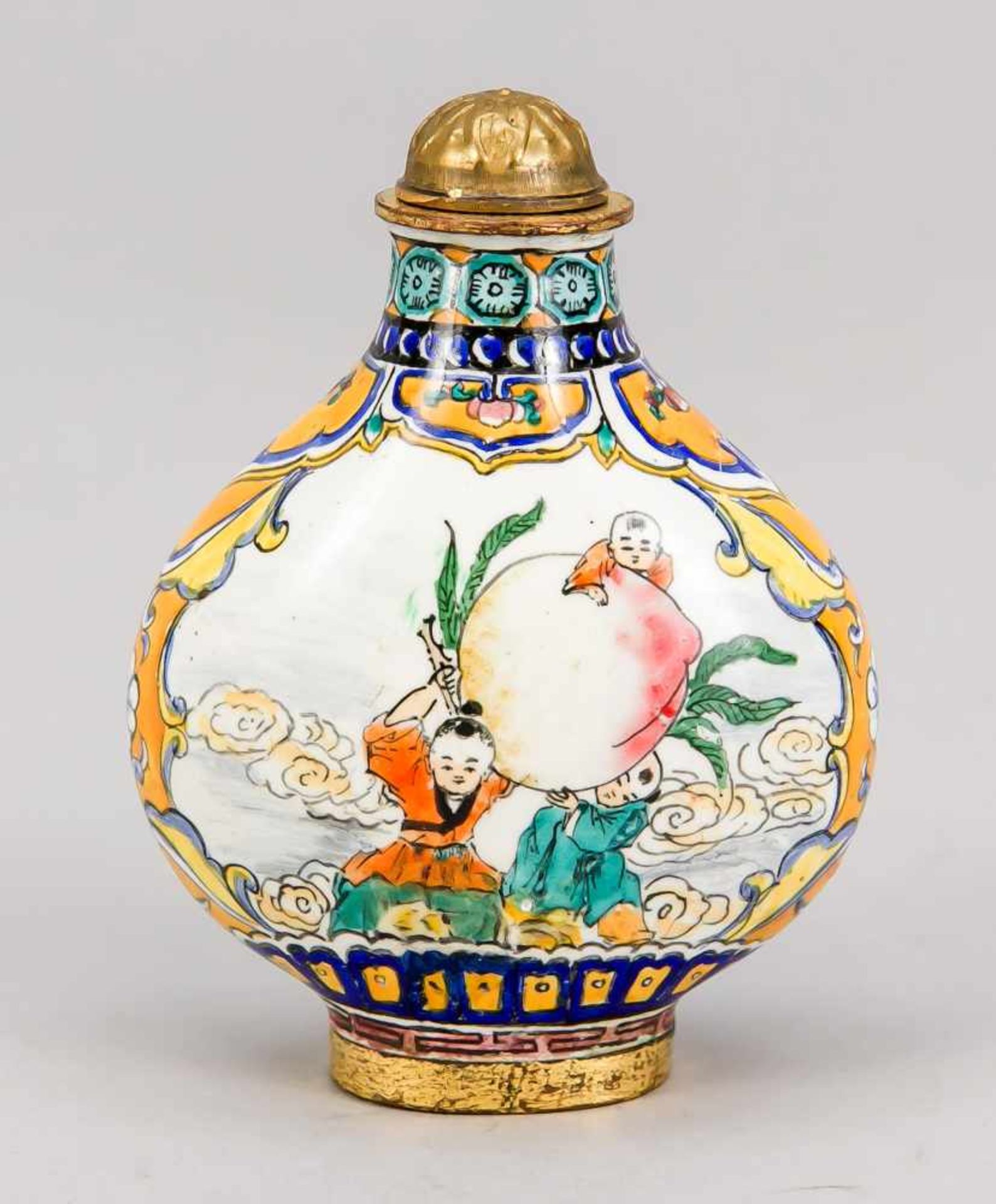 Kanton-Emaille-Snuffbottle, China, 20. Jh., recto unsterblicher auf einem Reh reitend, - Bild 2 aus 2