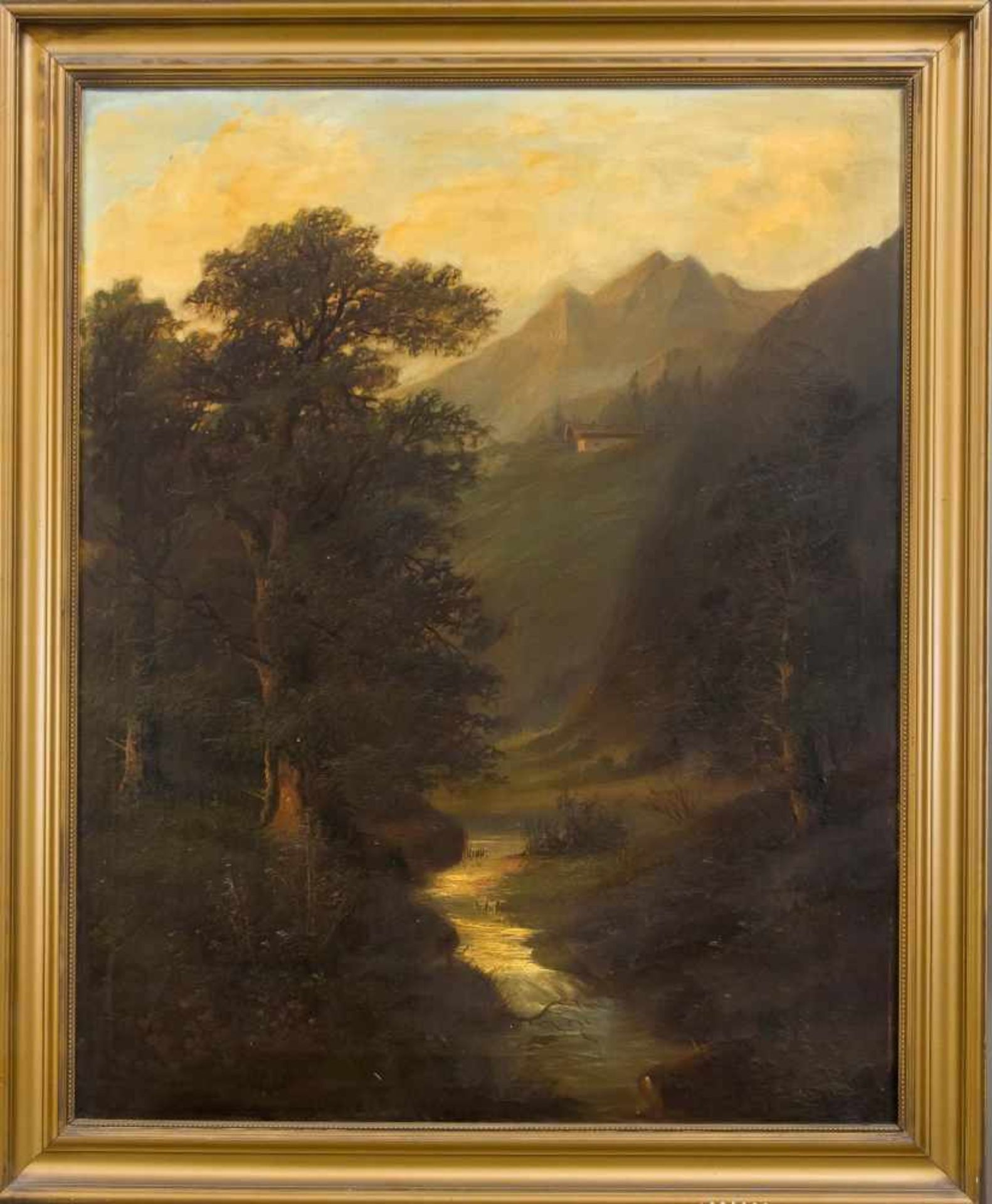 Auguste Böhm (1819-1891) (attrib.), zwei große Alpenlandschaften mit Bachläufen, Öl auf - Bild 2 aus 2