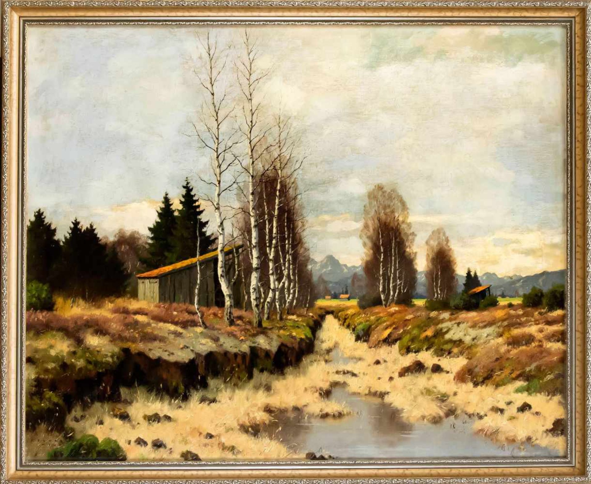 Karl Schaette (1884-1951), Münchner Landschaftsmaler, Moor in den Voralpen, Öl auf Lwd.,