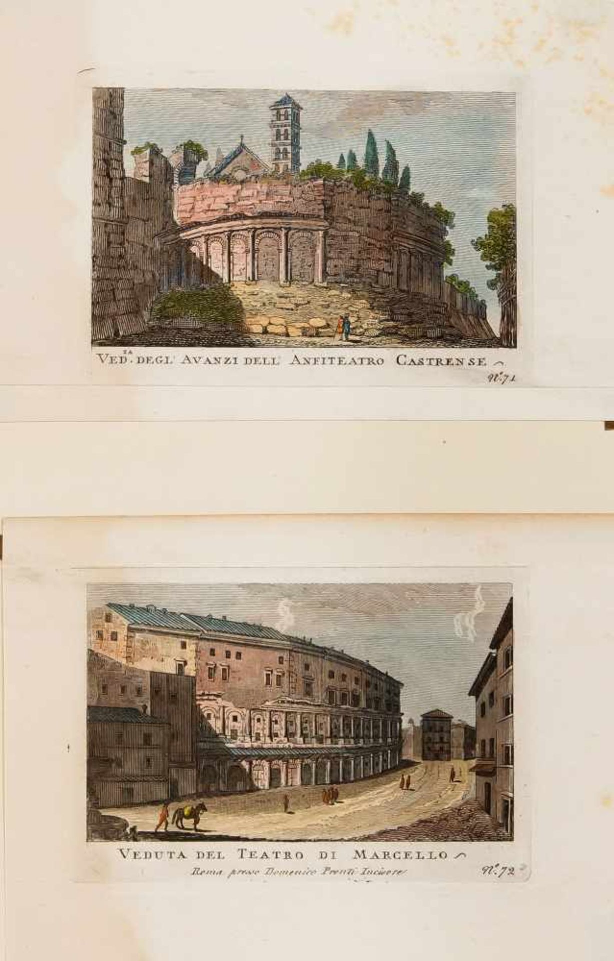 Konvolut Ansichten, 16 kolorierte Radierungen aus "Nuova Raccolta Di 100 Vedutine Antiche - Bild 3 aus 4