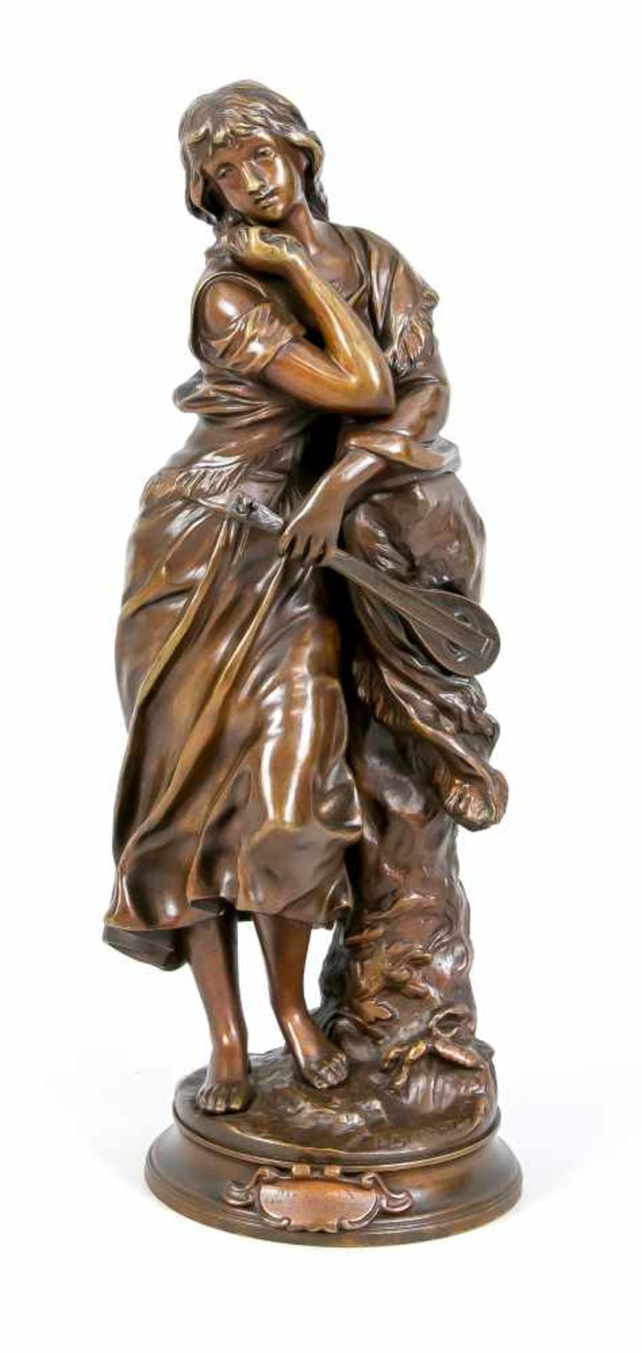 Adrien Etienne Gaudez (1845-1902), "Mignon", Bronze, dunkelbraun patiniert, im Stand