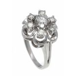 Brillant-Ring WG 585/000 mit einem Brillanten 0,40 ct W/PI1 und 6 Brillanten, zus. 0,40 ct