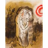 Marc Chagall (1887-1985): Naomi und ihre Schwiegertöchter, Farblithographie, 1960. WVZ