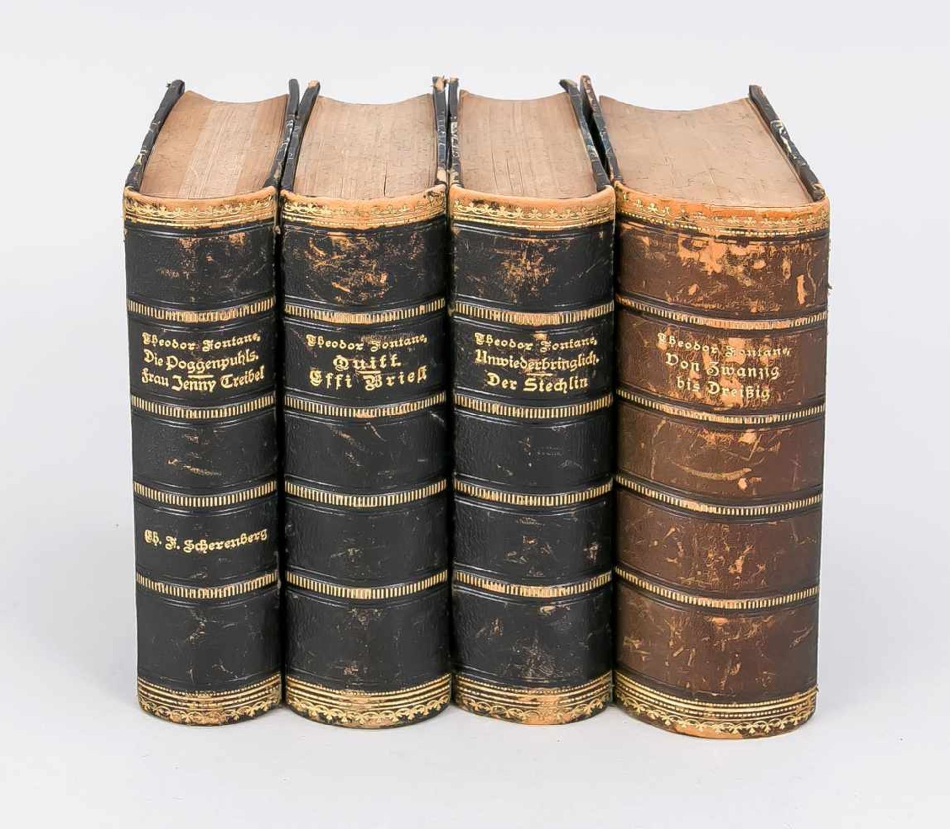 4 Bände Fontane in einheitlicher Bindung: 1 x Von Zwanzig bis Dreißig, Autobiogrfisches