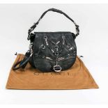 Gucci, Large Limited Edition Black Leather Techno Horsebit Shoulder Flap Bag, schwarzes