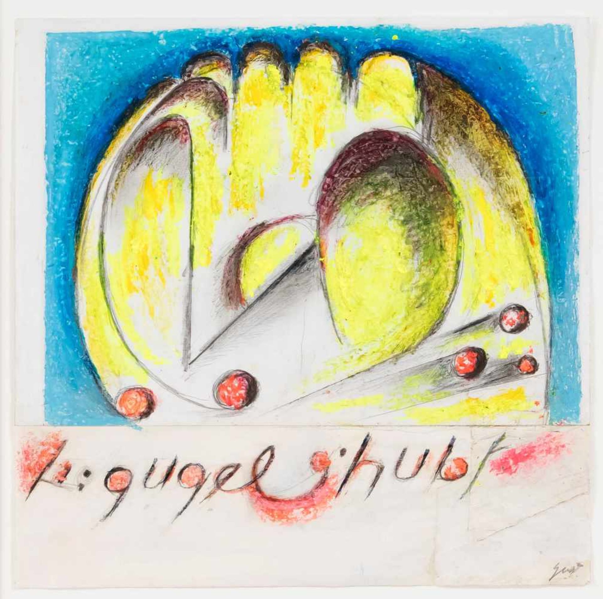 Rupprecht Geiger (1908-2009), "Le gugelhubf", Mischtechnik mit Collage, farbigen