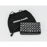 Sonia Rykiel Pochette/Portemonnaie, Ligne Eternelle, schwarzes Kalbsleder, silberfarbene