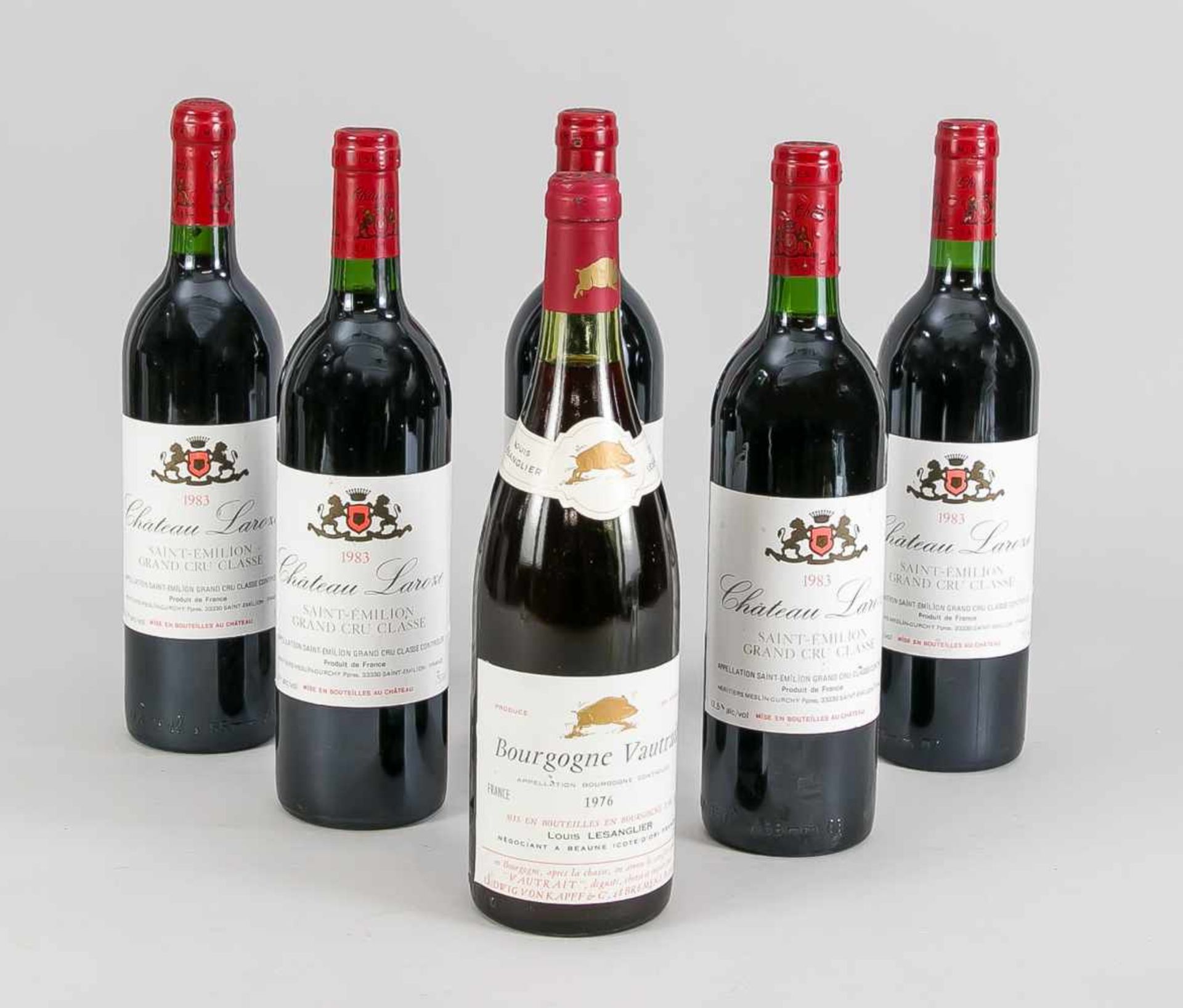 6 Flaschen Rotwein: 5 Flaschen 1983er Chateau Laroze, Saint-Emilion Grand Cru classe, je