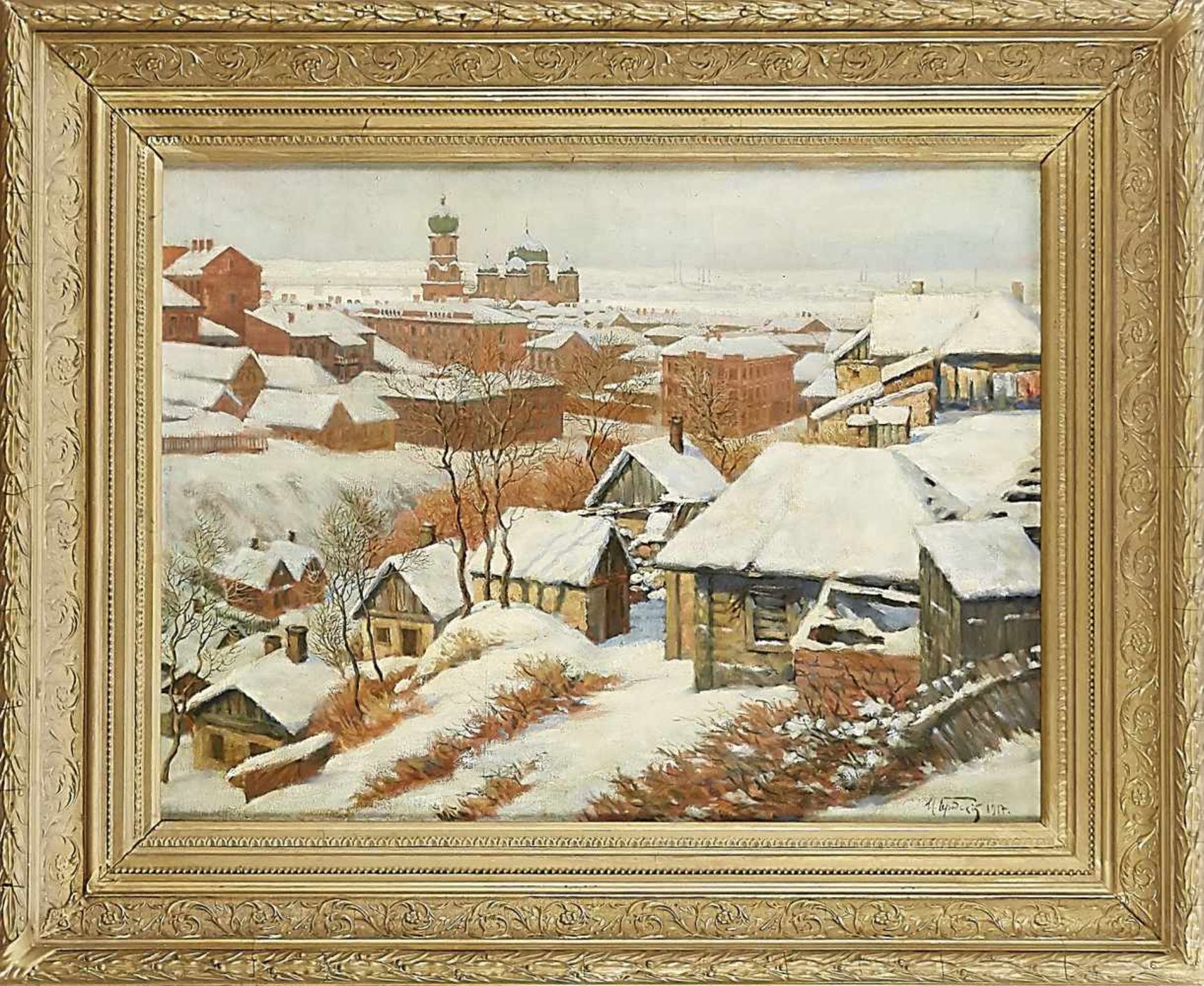 Isaak Izrailovich Brodskij (1884-1939) (attrib.), Blick über eine verschneite, russische