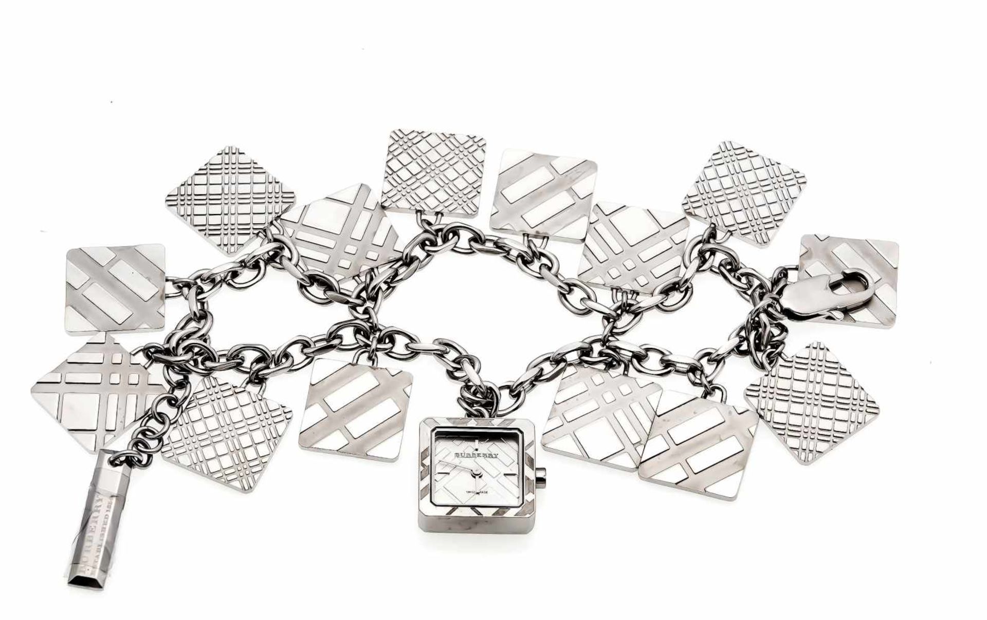 Burberry, Damenquarzuhr, Ref. BU 5260, 2- reihiges Bettelarmband mit eingehängter Uhr und