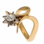 Altschliff-Diamant-Ring GG/WG 750/000 mit einem ovalen Altschliff-Diamanten 0,50 ct