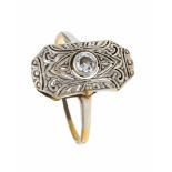 Art Déco Ring GG/WG 585/000 mit einem Altschliff-Diamanten 0,10 ct l.get.W/SI, RG 47, 1,7