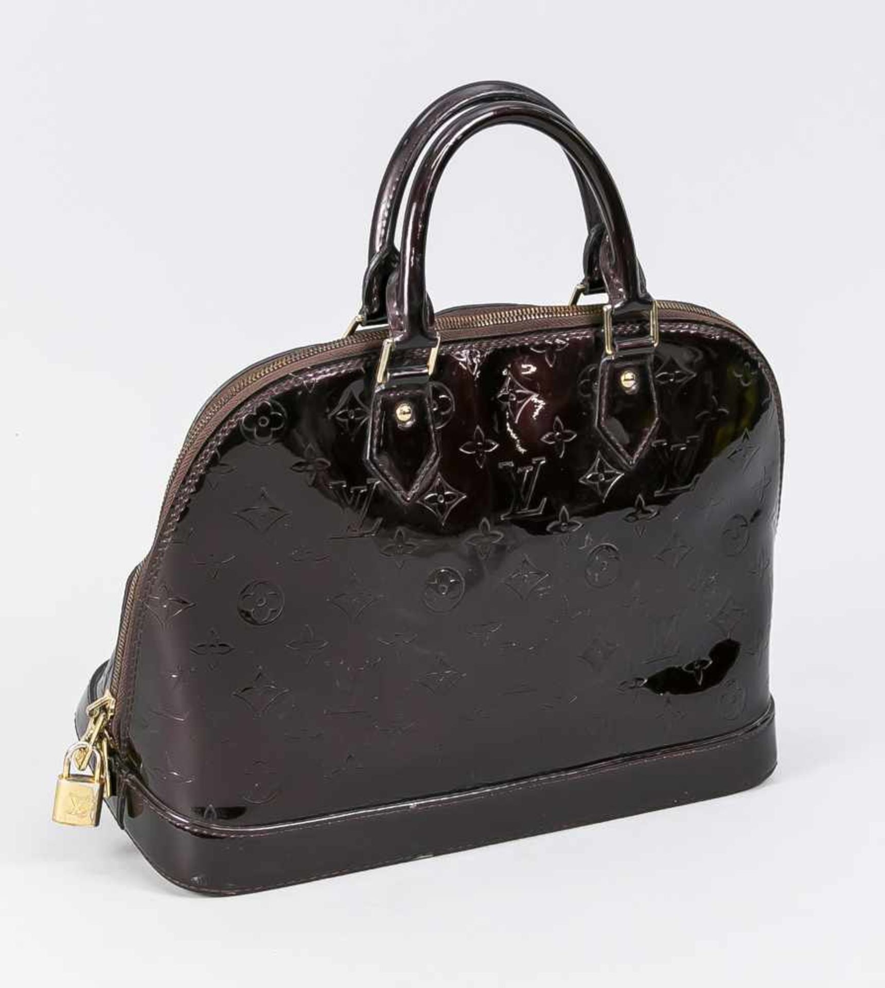 Alma von Louis Vuitton, Monogram Vernis, 2. H. 20. Jh. Mit Reißverschluss und Schloss