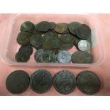 TUB OF GB GEORGE 3rd COPPER INCLUDING CARTWHEEL 2d (4), HALFPENNIES, ETC., SOME AFFECTED BY PLASTICI