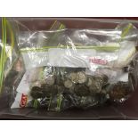 LARGE TUB OF AUSTRALIAN COINS, MAINLY PENNIES, ALSO HALFPENNIES AND BAG OF THREEPENCES, SIXPENCES ET