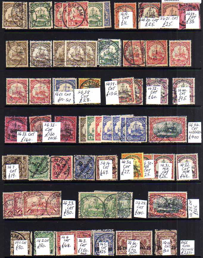 GERMAN COLONIES: GERMAN EAST AFRICA: MAINLY USED COLLECTION WITH 1901 NO WMK 1r (3), 2r (2), 3r, 190