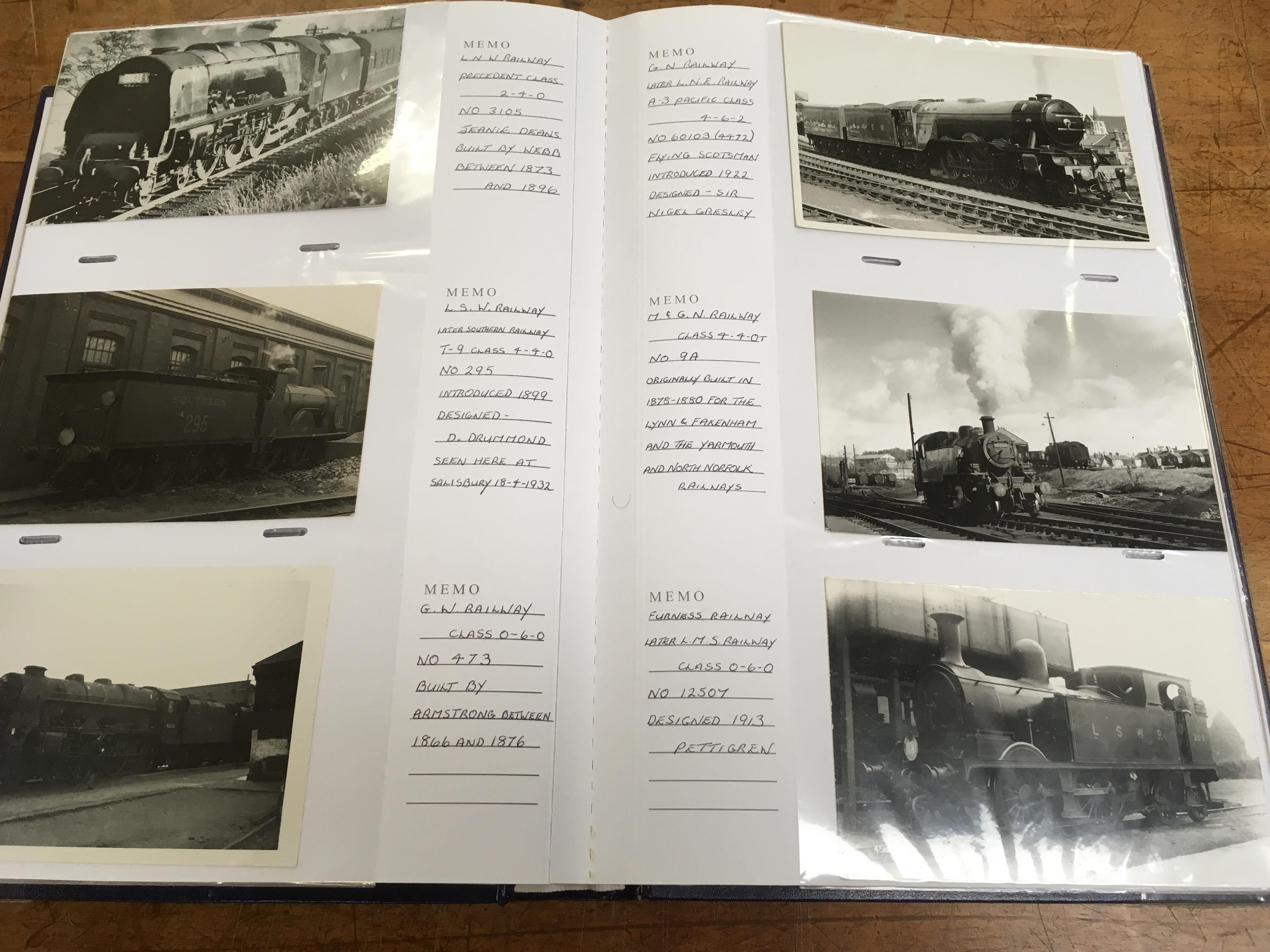 A COLLECTION OF POSTCARD SIZE PHOTOS AND SOME POSTCARDS OF RAILWAY ENGINES, ETC. IN SIX ALBUMS (APPR - Image 2 of 2