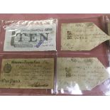 ALBUM WITH ENGLISH PROVINCIAL BANKNOTES (7) TO INCLUDE MILVERTON AND TAUNTON BANK 1812 ONE POUND, ST
