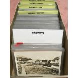 BOX WITH RETIRED DEALER'S POSTCARD STOCK: RAILWAYS, ROLLING STOCK, STATIONS, ACCIDENTS, OFFICIALS, E