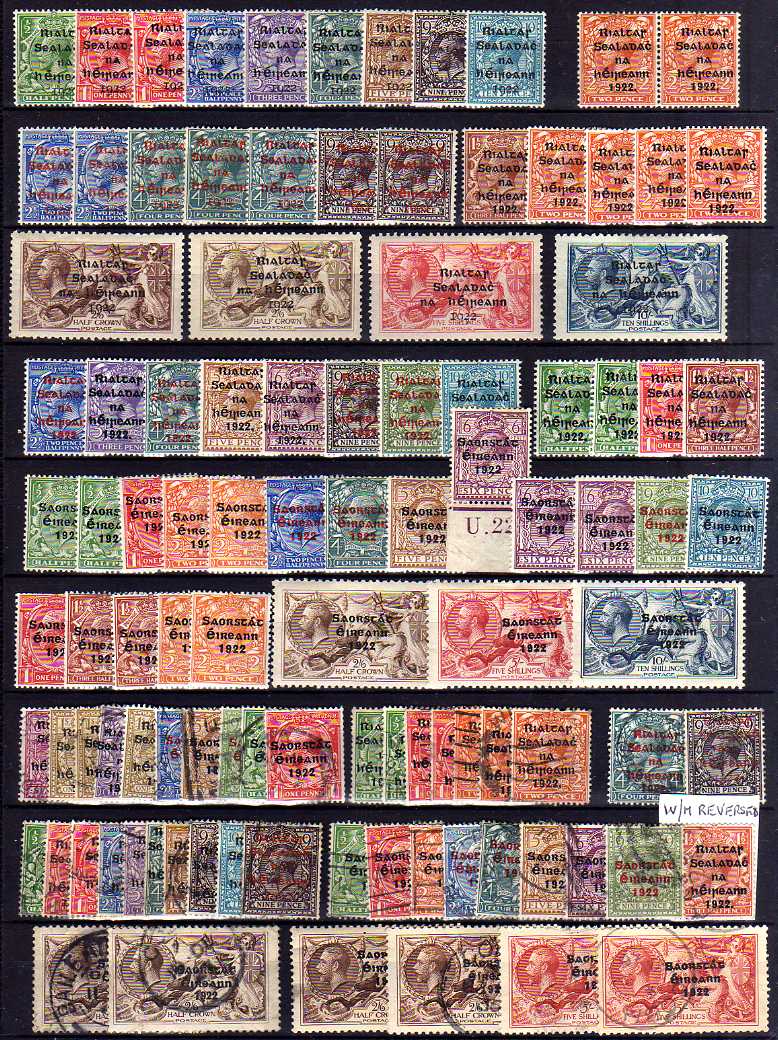 IRELAND: 1922-3 OVERPRINTS ON GB SELECTION, MINT OR UNUSED TO 10/- (2), USED TO 5/- (2), VARIOUS PRI