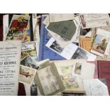 SMALL BOX OF MIXED EPHEMERA, OLD PLAYING CARDS ETC.