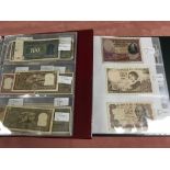 TWO ALBUMS WITH WORLD BANKNOTES ARRANGED ALPHABETICALLY, AFGHANISTAN, CHINA, INDIA, ZIMBABWIE, ETC.