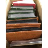 GB: LARGE BOX USED DUPLICATES IN FOUR STOCKBOOKS, MINT AND USED COMMEMS IN FOUR FURTHER ALBUMS