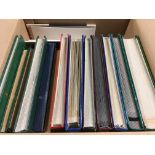 BOX WITH MAINLY QE2 MINT IN THIRTEEN STOCKBOOKS, THEMATIC INTEREST, MNISHEETS ETC.