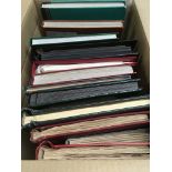 LARGE BOX VARIOUS COLLECTIONS AND ACCUMULATIONS IN FOURTEEN VOLUMES AND ON LEAVES, AUSTRALIA, NEW ZE