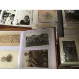BOX WITH GREETINGS, PHOTOGRAPHS, CDV, POSTCARDS, ETC. IN FOLDERS AND LOOSE